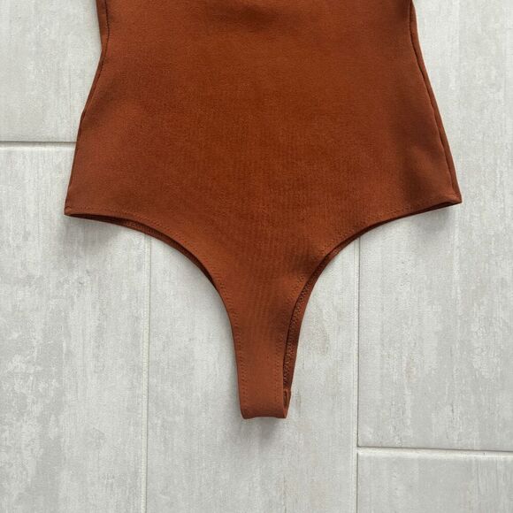 Dance & Marvel Bodysuit Sleeveless Spaghetti Strap Thong Coffee Slimming Plunge - Picture 5 of 8